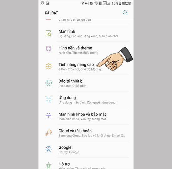 Vào cài đặt nâng cao